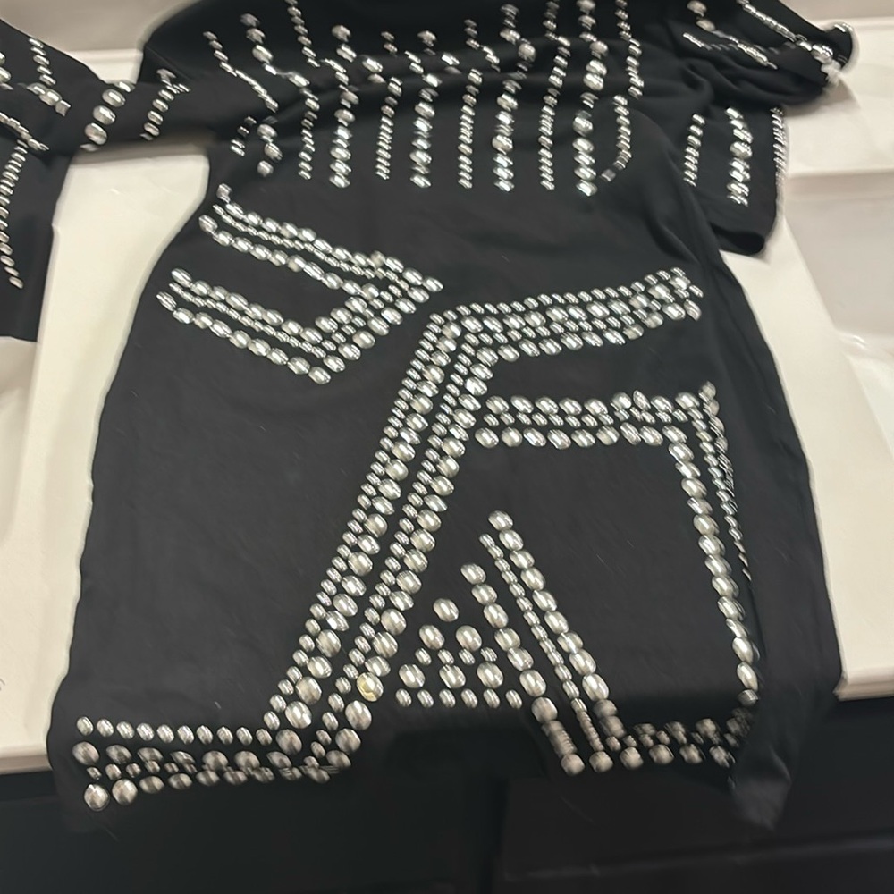 Black bodycon Dress with silver gems/